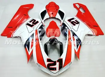 

New ABS Injection Mold Whole Fairings Kit Fit For DUCATI 848 1098 1198 07 08 09 10 11 2007-2011 bodywork set red white 21