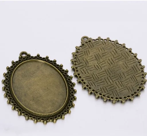 

30*40mm 10pcs/lot antique Bronze Cabochon Base Tray Bezels Blank Setting Supplies For Jewelry Making Findings pendant