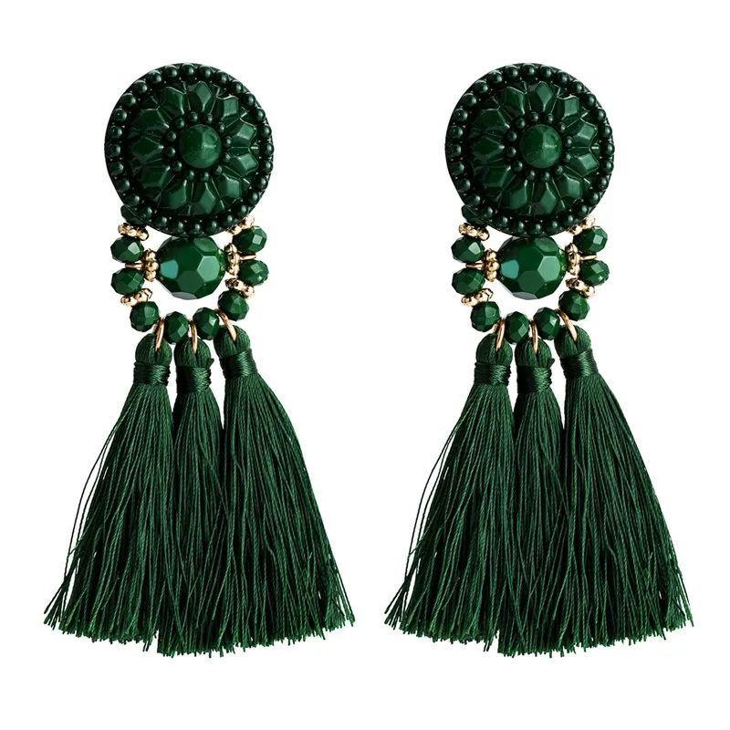 Tassel Earrings Weave Resin Long Drop Earrings Women Acrylic Dangle