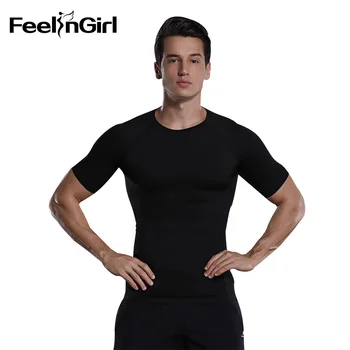 

FeelinGirl Men's Slimming Shaper Posture Vest Male Belly Abdomen For Corrector Compression Fat Burn Chest Tummy Shirt Corset