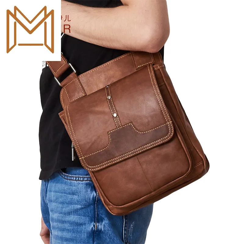 

Genuine Leather Male Package Head Layer Cowhide Man Oblique Satchel Single Shoulder Package Leisure Time Vertical Span Package