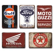 Cartel artístico Retro Esso Gulf Oil Good Year para decoración de la pared del hogar, garaje Vintage, carteles de hogareña, PLACA de Metal de servicio Vespa Shabby Chic Ford