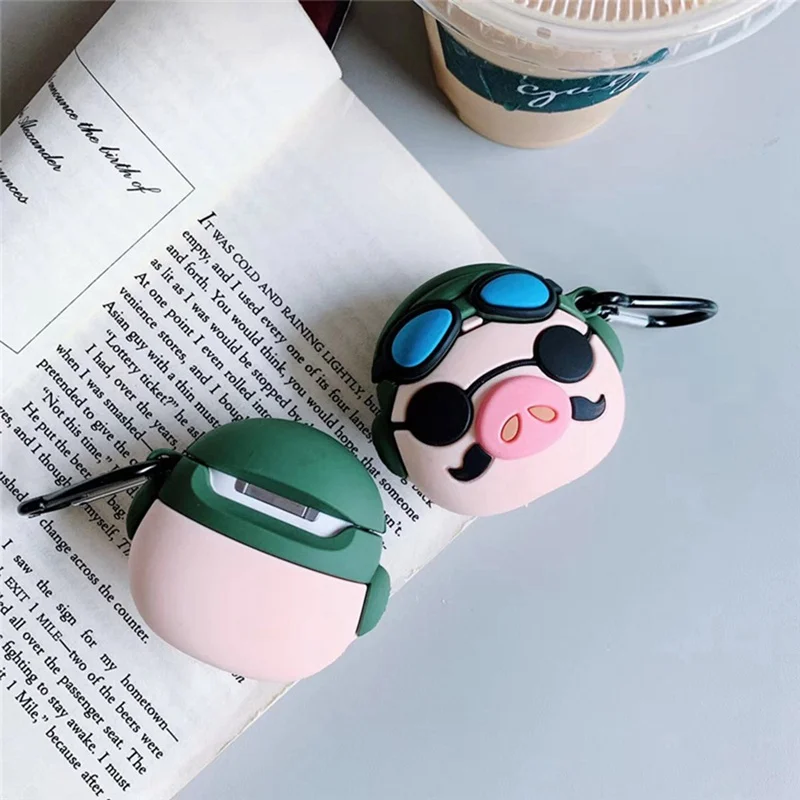 Милые Мультяшные свиньи пилот беспроводные Bluetooth наушники Чехлы для Apple Airpods 1/2 Мягкие силиконовые наушники защитный чехол