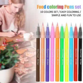 

10 Color Baking Cake Painting Hook Edge Pigment Pen Set Macarons Cookies DIY Hand-painted Writing Pigment Pen Baking Supplies