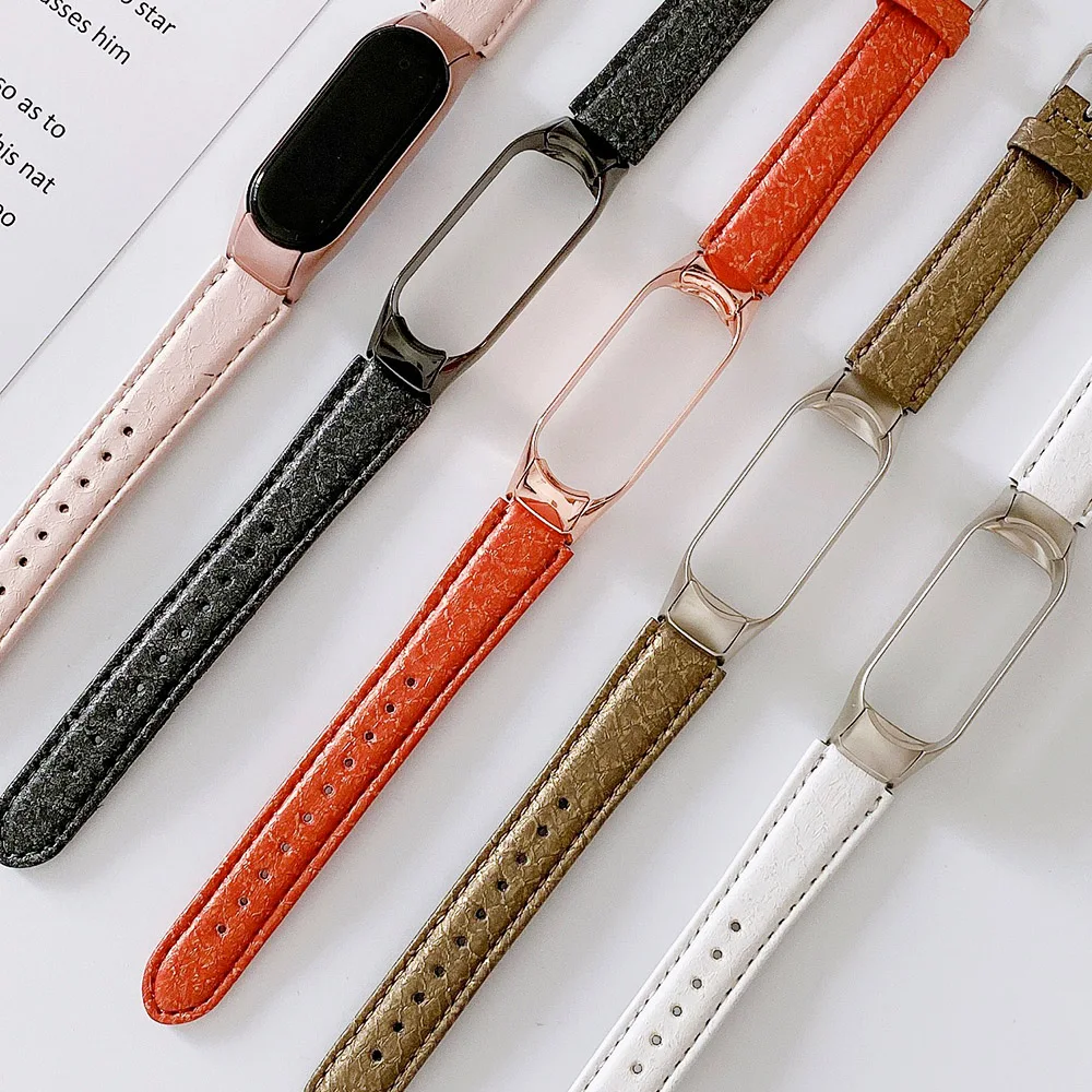 Модный кожаный браслет в виде ракушки для Xiaomi Mi Band 5 ремешок часов MIband Сменный