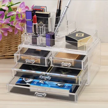 

Transparent Box Multilayer Desktop Storage Case Drawer Type Container White