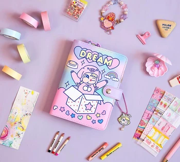 

Cute Girl Series A6 Loose-leaf Notebook Journal Paper Diary Planner For School Supplies 4pcs/lot