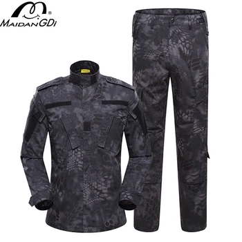 

MAIDANGDI Python pattern Men military camouflage outdoor combat uniform Breathable cotton movement Mountaineering suit jogging