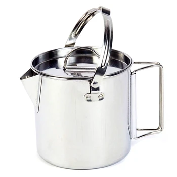 

Outdoor Stainless Steel Cookware Kettles Mountaineering Camping Picnic Portable Boil Water Kettles Pot with Lid Tableware 1.2L
