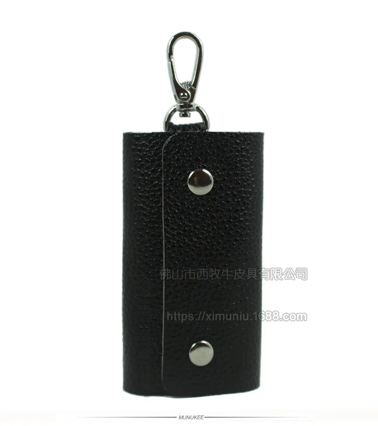 

Fashion 100% Full-grain Leather Men Key Bag Key Key Chain Black And White with Pattern
