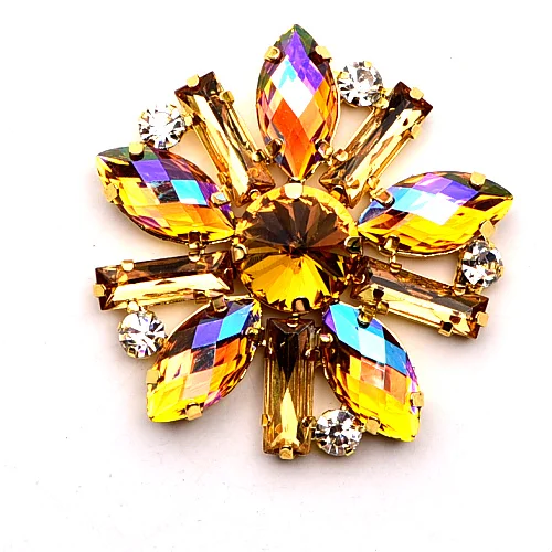 Topaz AB Красочные Стразы 5 см, аппликация в виде конского глаза, стрекозы, медаль со стразами для украшения свадебного платья B1326 - Цвет: Topaz AB