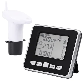 

Ultrasonic Water Tank Level Meter Sensor w/ Temperature Display Time Alarm Transmitter + Receiver Liquid Depth Measuring Tools