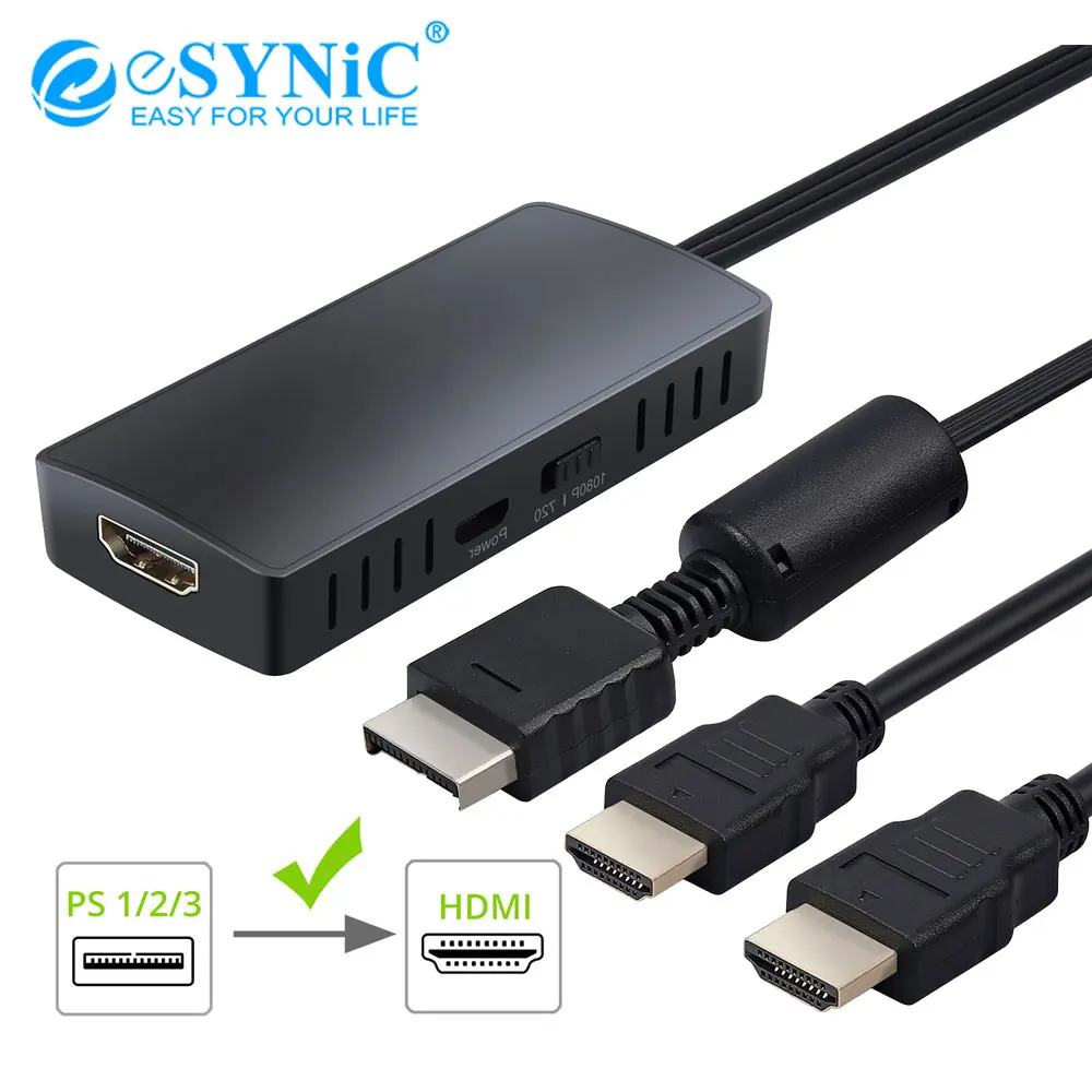 Адаптер eSYNiC для Playstation to HDMI конвертер кабель связи HD PS1 PS2 поддержка 1080/720P PS3 в