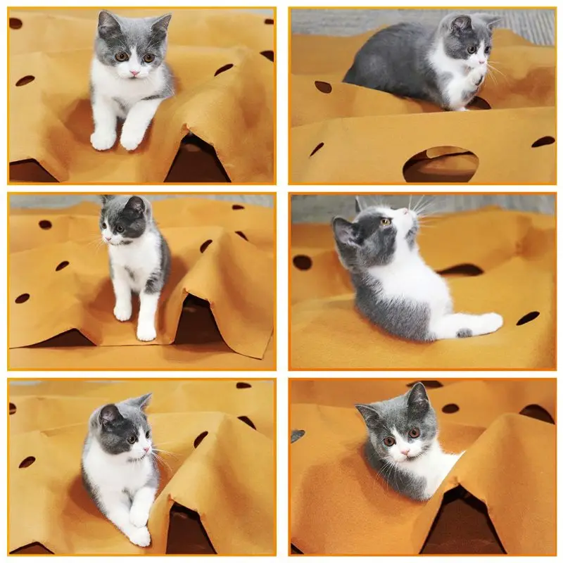 Кошка забавная головоломка игрушка «туннель» игровой коврик складной тренировочный скрытый поиск одеяло прочная приманка Когтеточка для котенка
