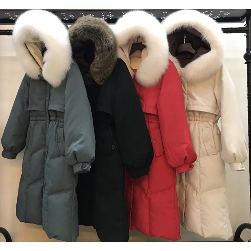 

2019 New White Duck Down Jacket Women Winter Coat High Quality Womens Down Jackets Big Fur Follar Chaquetas Invierno Mujer