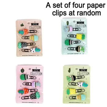 

4pcs/lot Creative Pineapple Cactus Paper Clip Clips Candy Color Silicone Paper Cartoon Metal Accessories Office