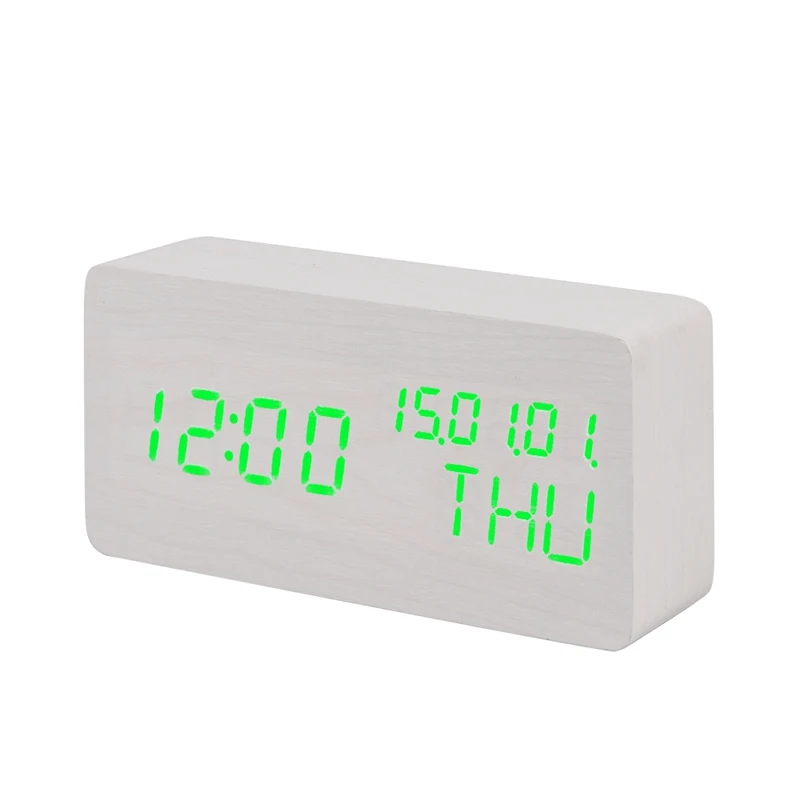 Светодиодный Деревянный Будильник Календарь Голосовое управление настольные часы температура цифровой Despertador настольные электронные часы USB/AAA мощность - Цвет: 10