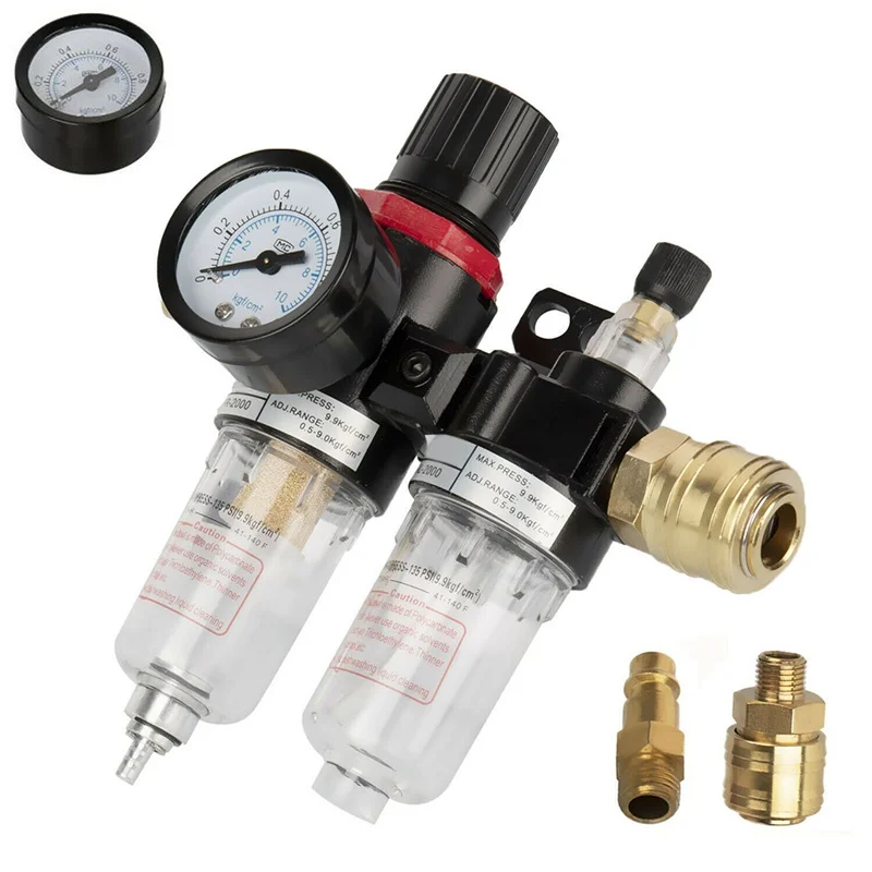 Air Compressor Oil Water Separator Regulator Trap Airbrush Duplex