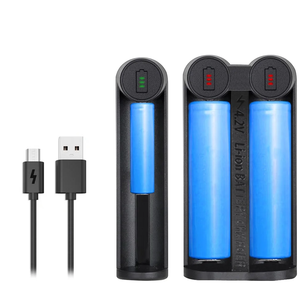 Зарядное устройство для аккумуляторов 18650 умная зарядка два слота USB 26650 18350 32650 21700