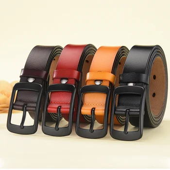 

Black Square Pin Buckle Belt Women Men 2020 Fashion Summer Cowhide Leather Belt Ladies Sweet Korean Simple Wild Decorative Belt