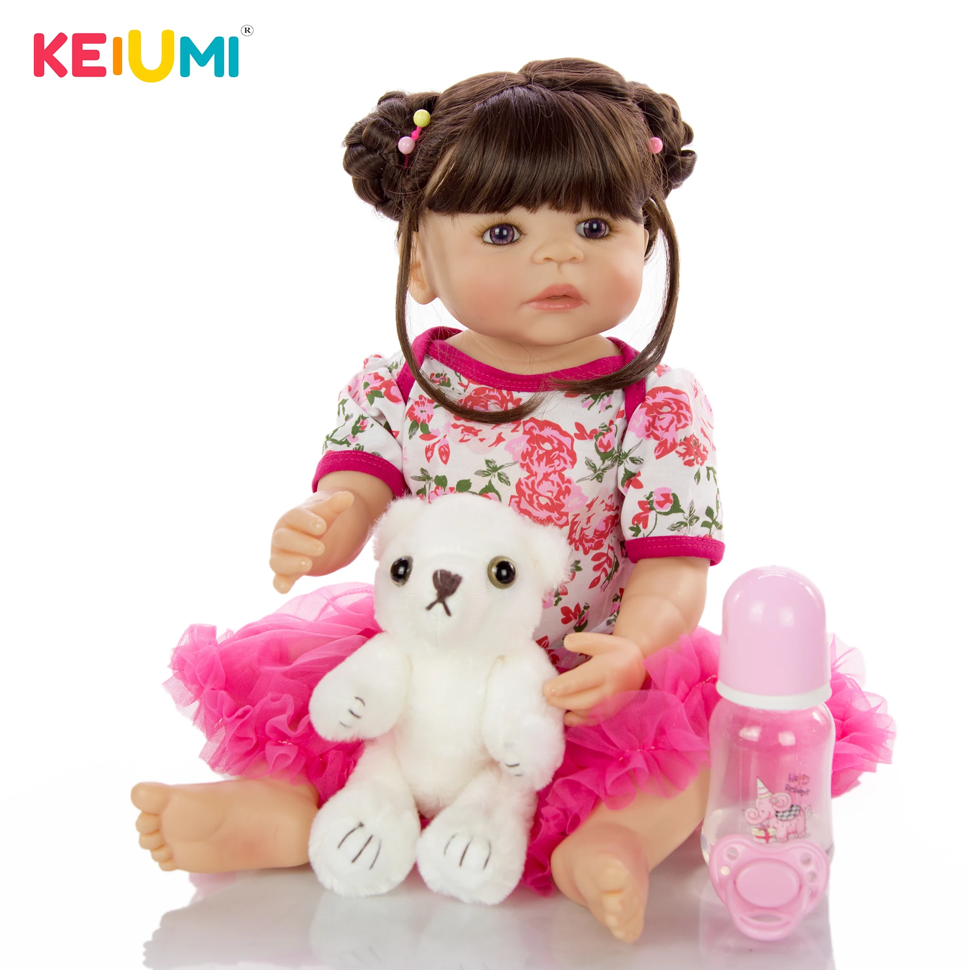 KEIUMI 22 дюймов реборн для маленьких девочек куклы 55 см с учетом полного силиконовый
