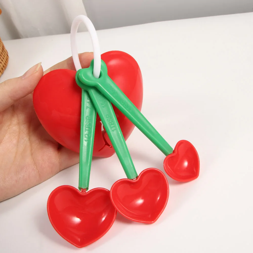 Measuring Spoon Kit Heart Shaped Reusable Detachable Red Love