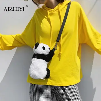

Cartoon Panda Women Shoulder Bags Kids Lovely Crossbody Bag Fashion Satchel Crossbody Bags Hairy Pouch Animal Mini Bags