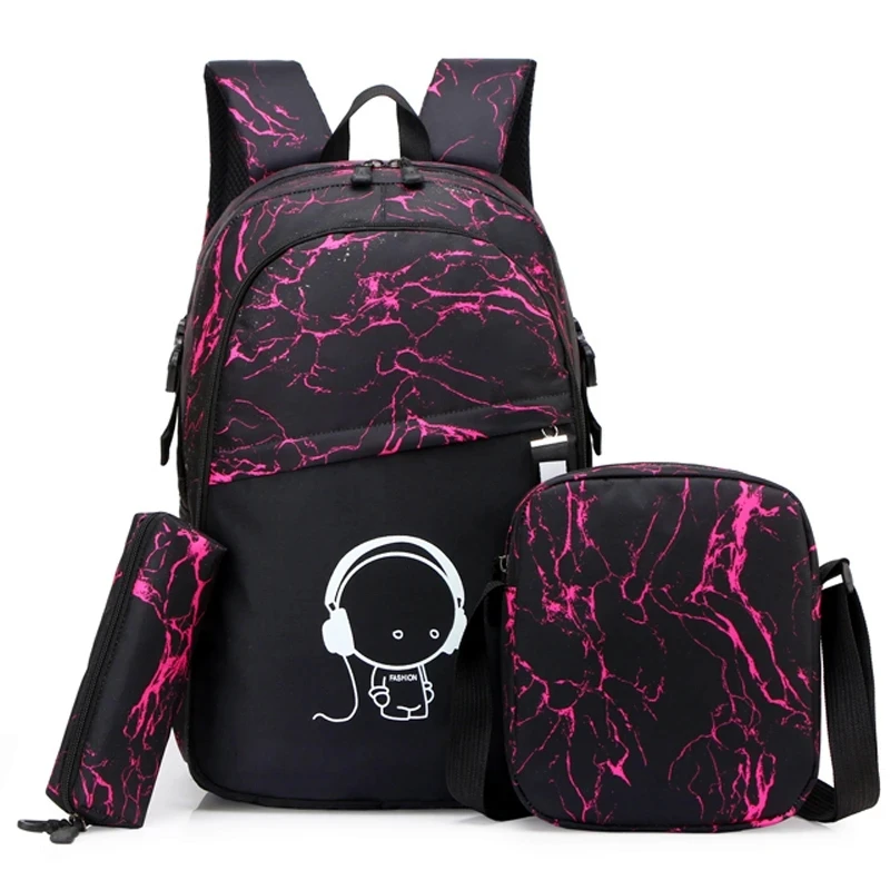 Mochila escolar para estudiantes, mochila escolar con carga USB luminosa de Anime, para portátil, mochila para adolescentes