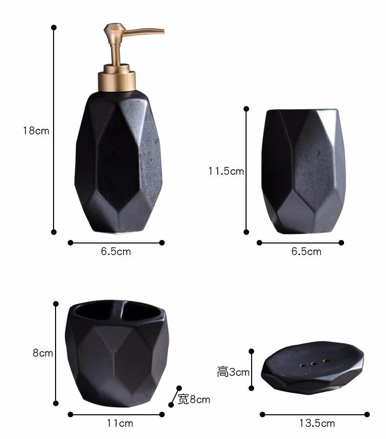 Простой керамический набор для мытья ванной комнаты в скандинавском стиле, пять штук, ромбовидный флакон для лосьона, держатель для зубной щетки, чашка для рта, свадебный подарок