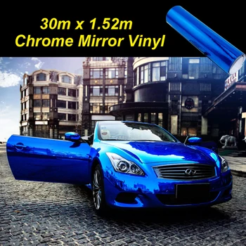 

30m Blue JMM Waterproof Chrome Mirror Vinyl Wrap Film Car Sticker Decal DIY Motor Body Cover Wrapping Film