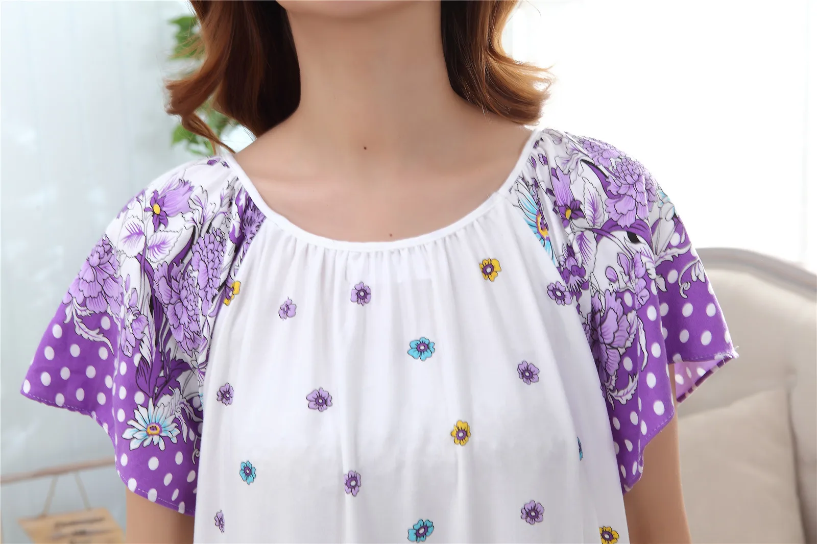 Summer Women's Modal City Special Offer Plus-sized Pajamas Short Sleeve Women's Fat Mm Nightgown Dress