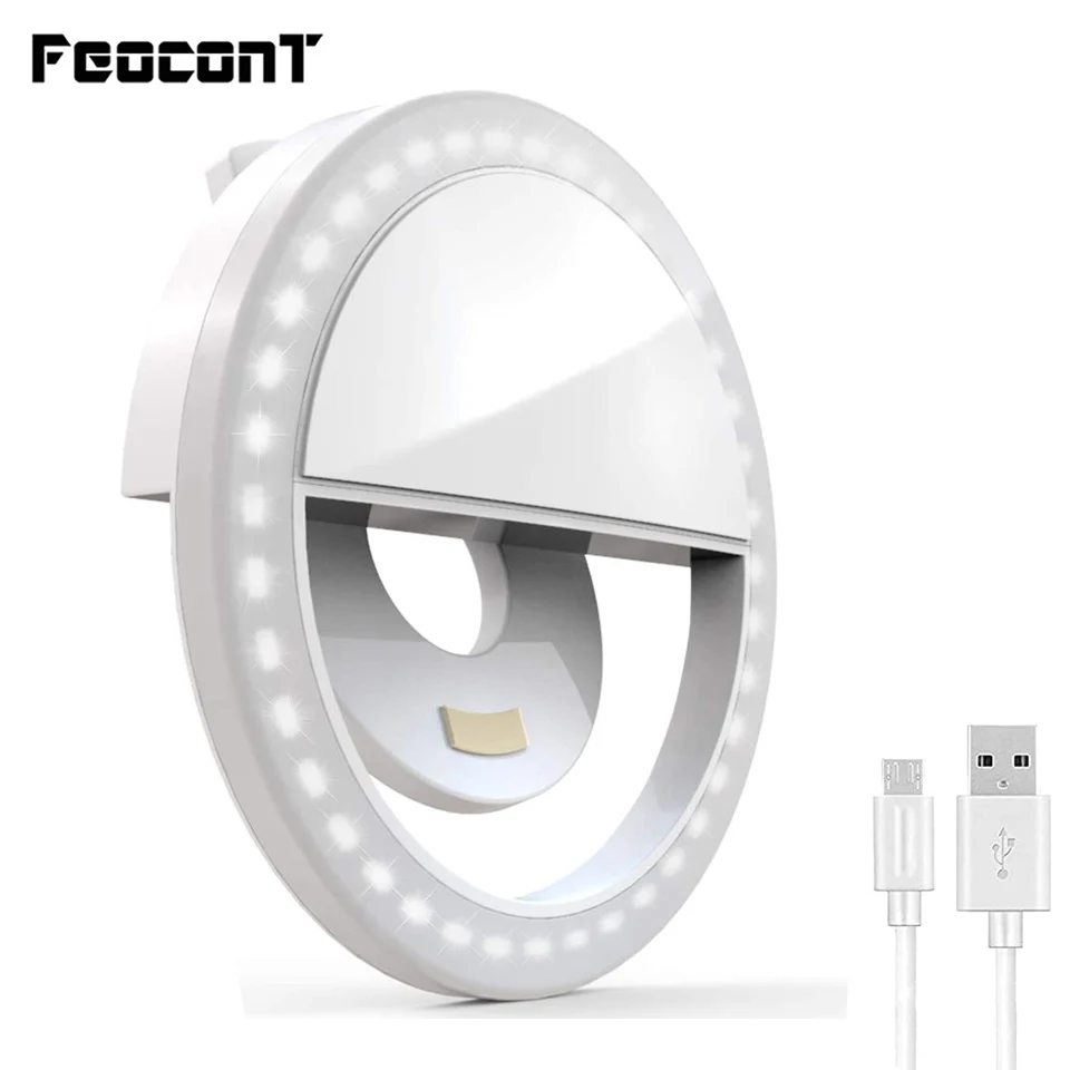 Светодиодный кольцевой светильник для селфи с USB зарядкой камеры смартфона