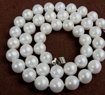 

Huge 10-11MM NATURAL SOUTH SEA GENUINE WHITE PERFECT ROUND PEARL NECKLACE 18"