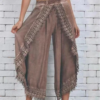 

Women's Lace Pants Wide Leg Pants Fation Summer Ladies Sexy Loose Pants Solid Color Casual Trousers High Waist 2019 New