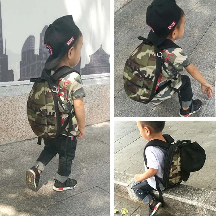 

Light Cute Pig Cartoon Pattern Solid Eggshell PVC Material Baby School Bags Boy Camouflage Bomb Pattern Backpacks