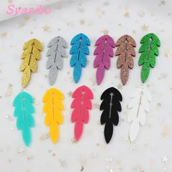 

60mm Acrylic Earrings Lace Orecchino Leaf Shape Black, White,Glitter Sparkle Leaf Earrings Laser Cut 2.4" -AC1315