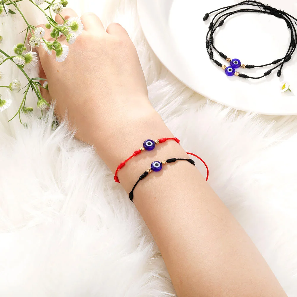 Lucky 7 Knots Turkish Eye Bead Bracelet Adjustable Red String Thread Bracelets For Women Men Protection Jewelry Couples Gifts