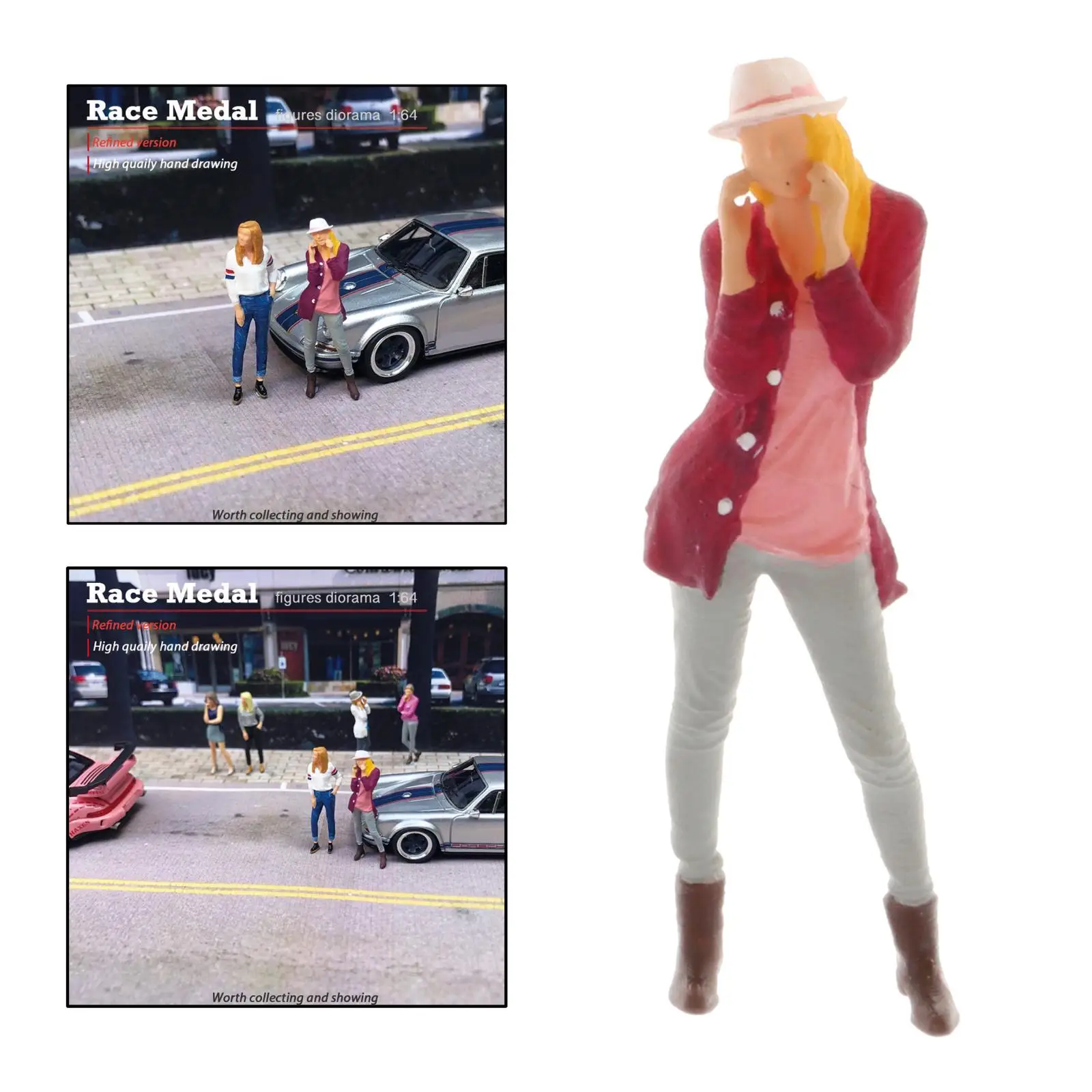1PC Mini Diorama Painted Figure Fashion Girl Street Train Layout Collections