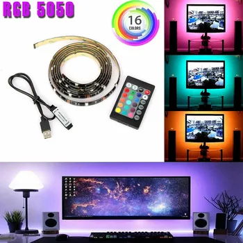 

5V USB LED Strip Lights TV Back Light Lamp RGB Colour Changing with Remote Control QJS Shop