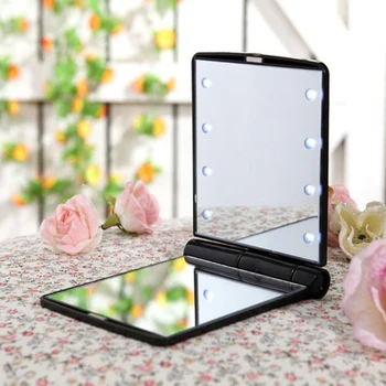 

1PC Fashion Women Ladies Make Up Mirror Cosmetic Folding Portable Compact Pocket with 8 LED Lights Makeup Tool Nice Gift