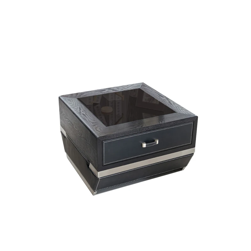 Square coffee table Роскошный VIP офис босс комната управляющего черный кожаный современный стильный диван журнальный столик - Цвет: Square coffee table
