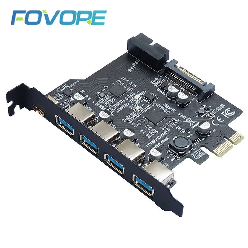 Плата расширения USB 3 0 PCI-E Type C плата PCI Express к контроллер 5 портов + 1 порт адаптер E |