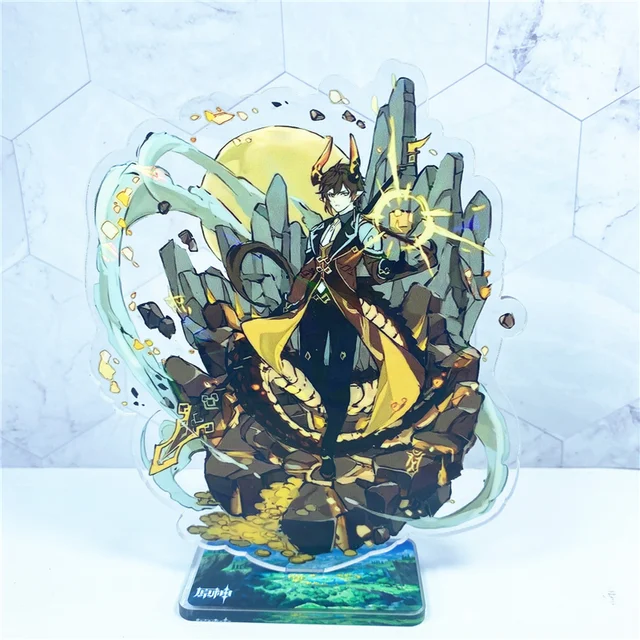 Anime Figure Genshin Impact Eula Klee Zhongli Xiao Acrylic Stand Model Plate Desk Decor Standing Sign Fans Collection Gifts 4