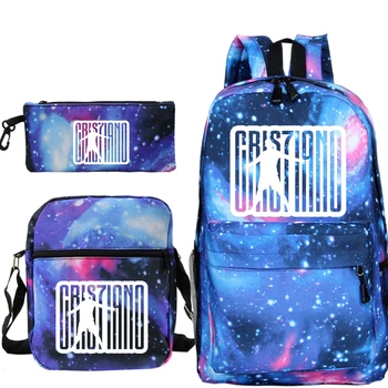 

Cristiano Ronaldo CR7 Backpack 3pcs / set School Bags for Teenagers Students Laptop Backpack Casual Travel Bag for kids boy girl