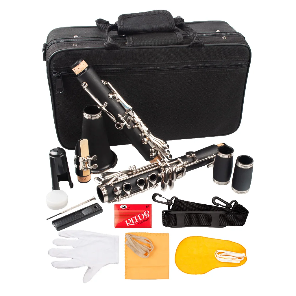 

Beginner Student B Flat Clarinet Set with Carry Case PVC Black