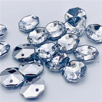 

10-14mm High Quality Sew On Octagon Acrylic Rhinestones Strass Sharp-Bottome Stones For Clothes Wedding Dress Decoration