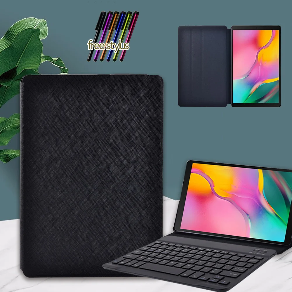

Tablet Case for Samsung Galaxy Tab A 10.1 2019 Anti-Drop Leather Cover Case + Wireless Bluetooth Keyboard + Free Stylus