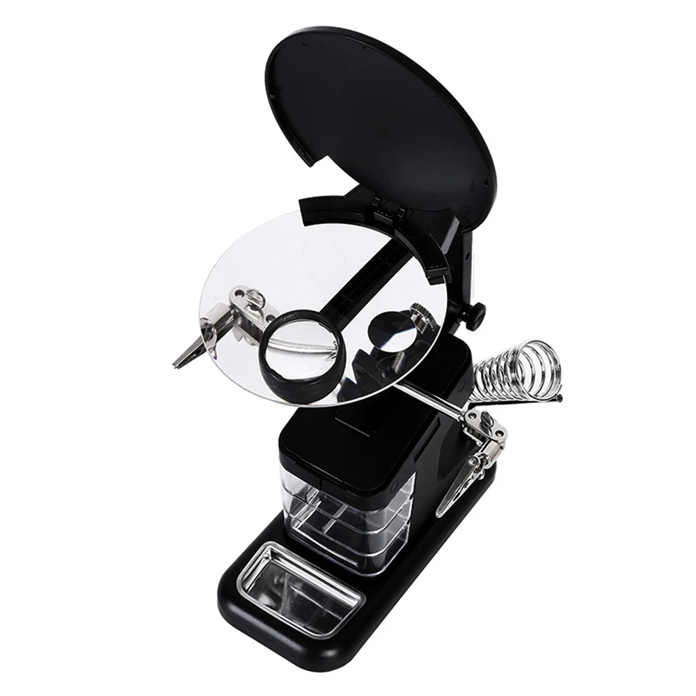 Soldering Iron Welding Magnifying Glass 2 LED 3X 4.5X 25X Helping Hand Rework Magnifier with 3 Tools Boxes Desk Station Repair