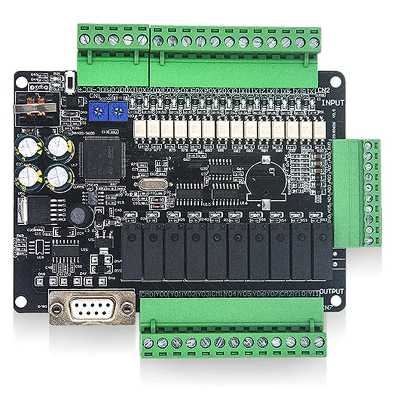 DC24V FX1N FX2N FX3U-24MT PLC Industrial Control Board 6AD 2DA 14 Input 10 Transistor Output RS485 RTC Communications with Shell