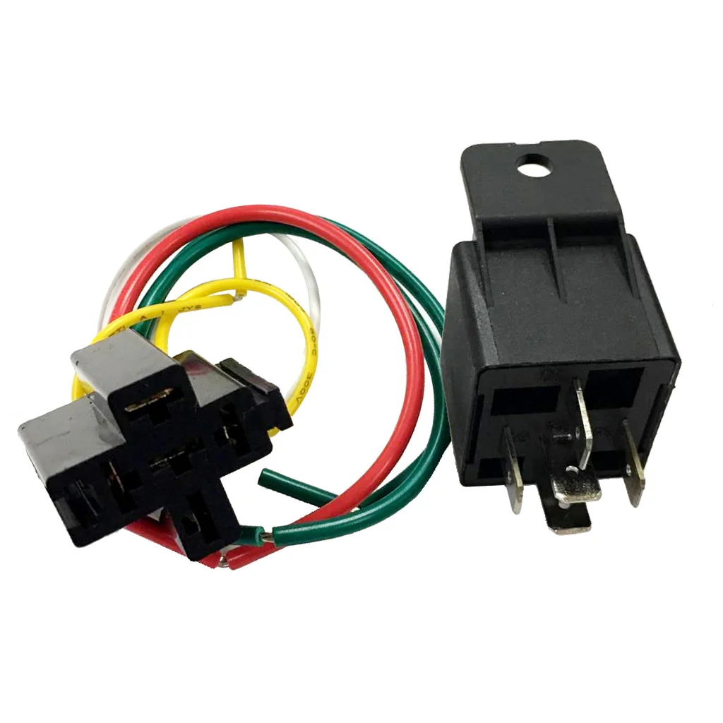 40A 24V Heavy Duty 5 Pin SPDT Relay With Prewired Base Socket Holder For Automotive Car